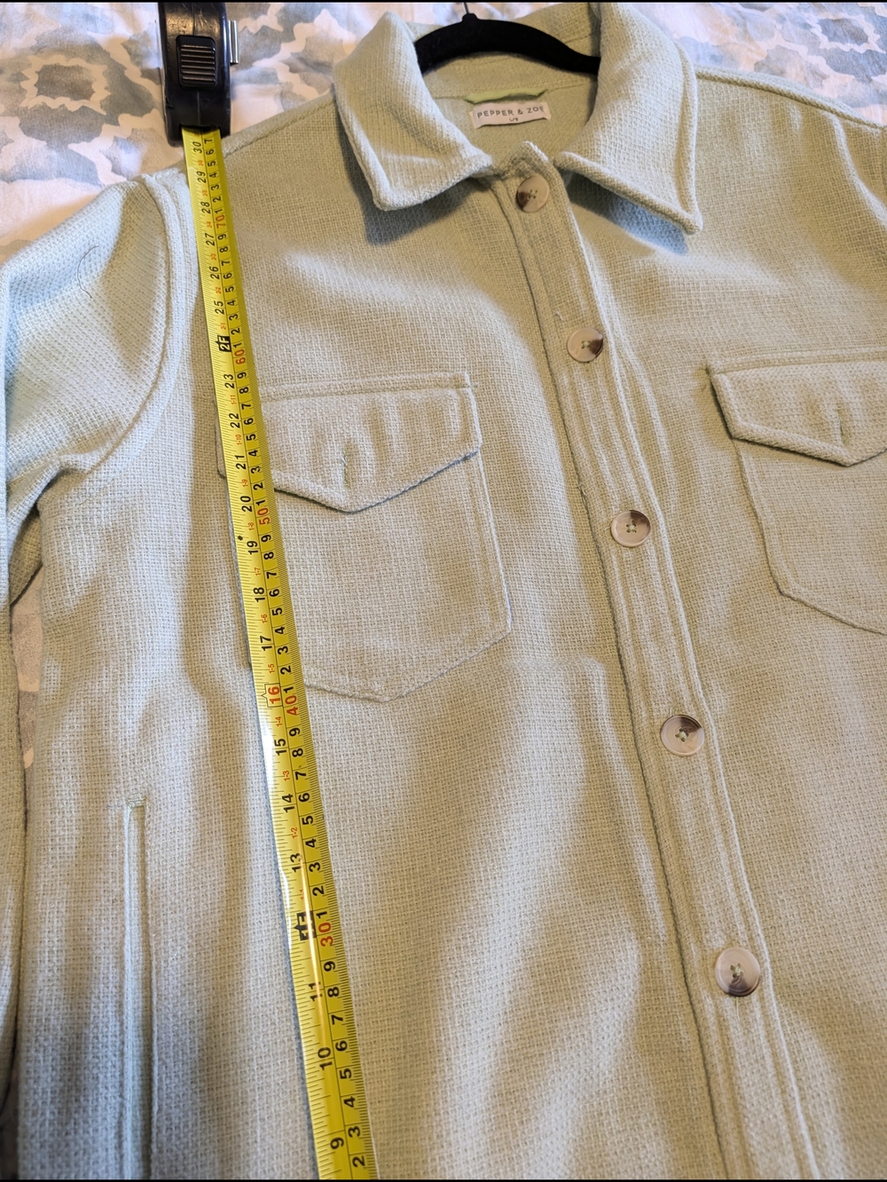 Mint Green Button-Front Shacket - Picture 6 of 6
